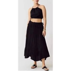 NWT J.Crew Halter Crop Top Black Airy Gauze Tank BY132 Black Size Medium